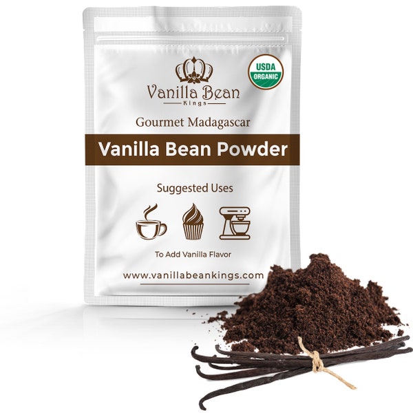 Vanilla Bean Powder - 100% Pure Ground Madagascar Vanilla Powder - For Cooking, Baking, and Flavoring - Add To Coffee, Tea, Yogurt, & Shakes