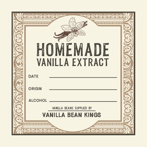 12 Vanilla Extract Labels for Homemade Extract - Great for Gifts - 3&quot;x3&quot; Square Sticker
