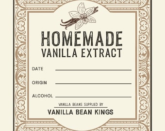 Vanilla Extract Labels – 3" Square Stickers, Homemade Gift Tags (Set of 12)
