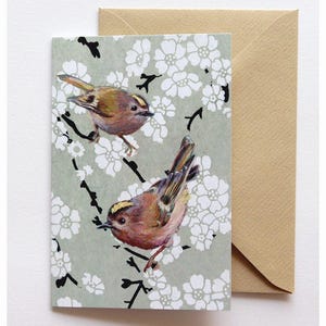 Dubbelzijdige kaart Goudhaantjes Kersenbloesem / Goudhaantje / Vogels / Blanco binnenzijde / Inclusief Envelop