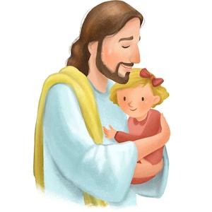Christ holding little girl, blond, nursery decoration, baby shower gift, it&#39;s a girl, Christian art, LDS art, Jesus painting, home decor