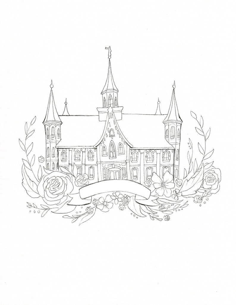 Provo City Center Temple Coloring page, DIY painting, Adult Coloring, craft idea young womans, relief society activity, LDS latter day saint image 1