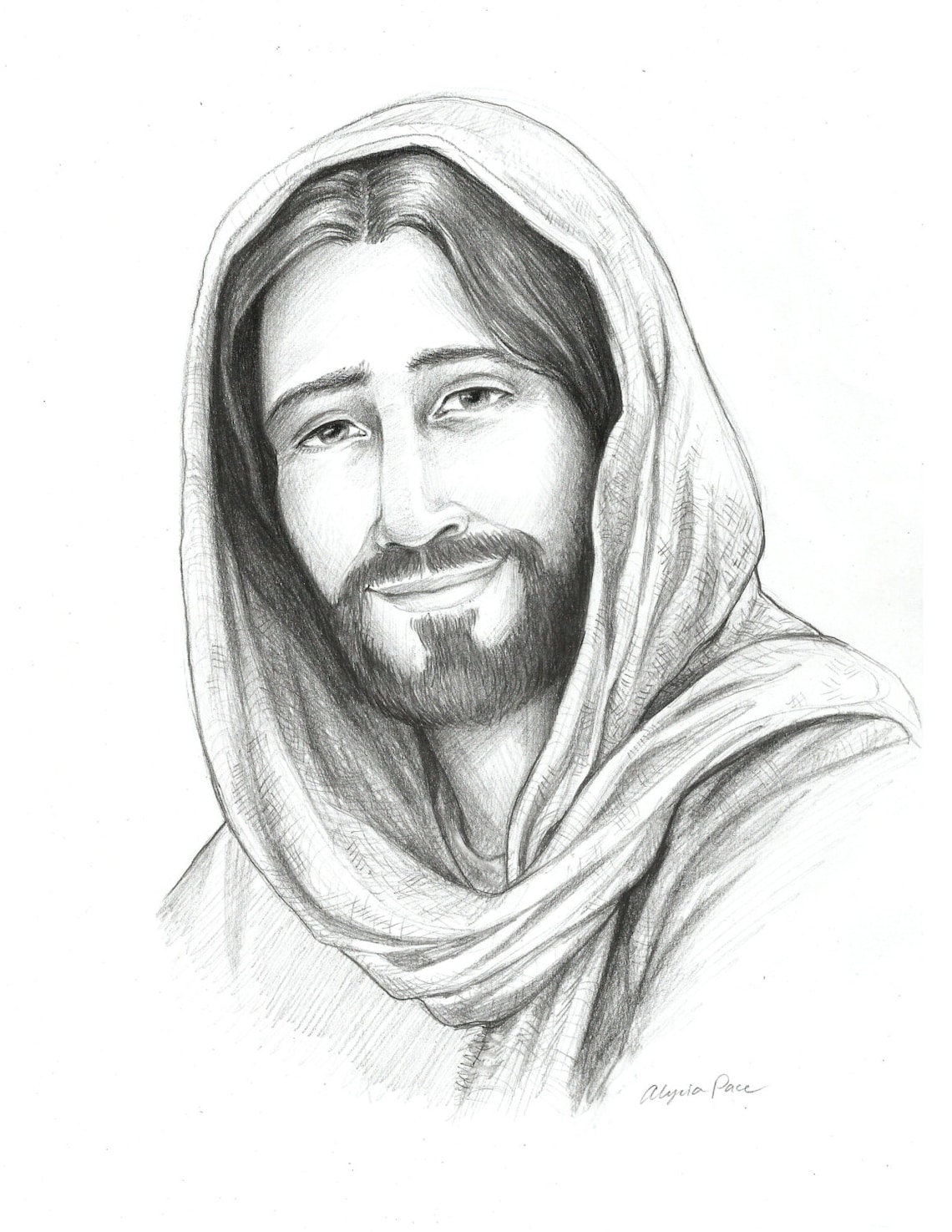 Drawing of Christ, Sketch of Jesus, Religious Art, Savior of the World