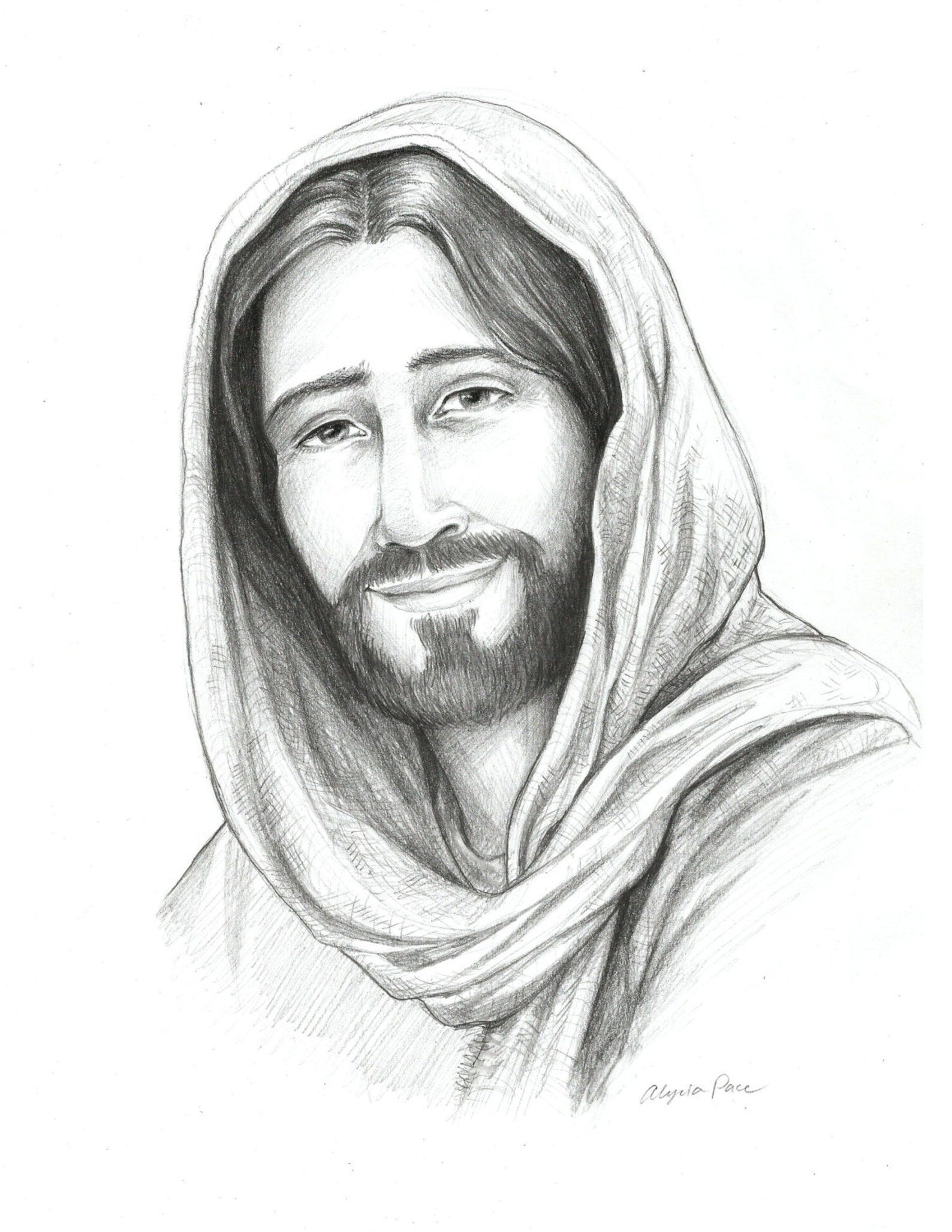 Drawing Of Christ Sketch Of Jesus Religious Art Savior Of Etsy