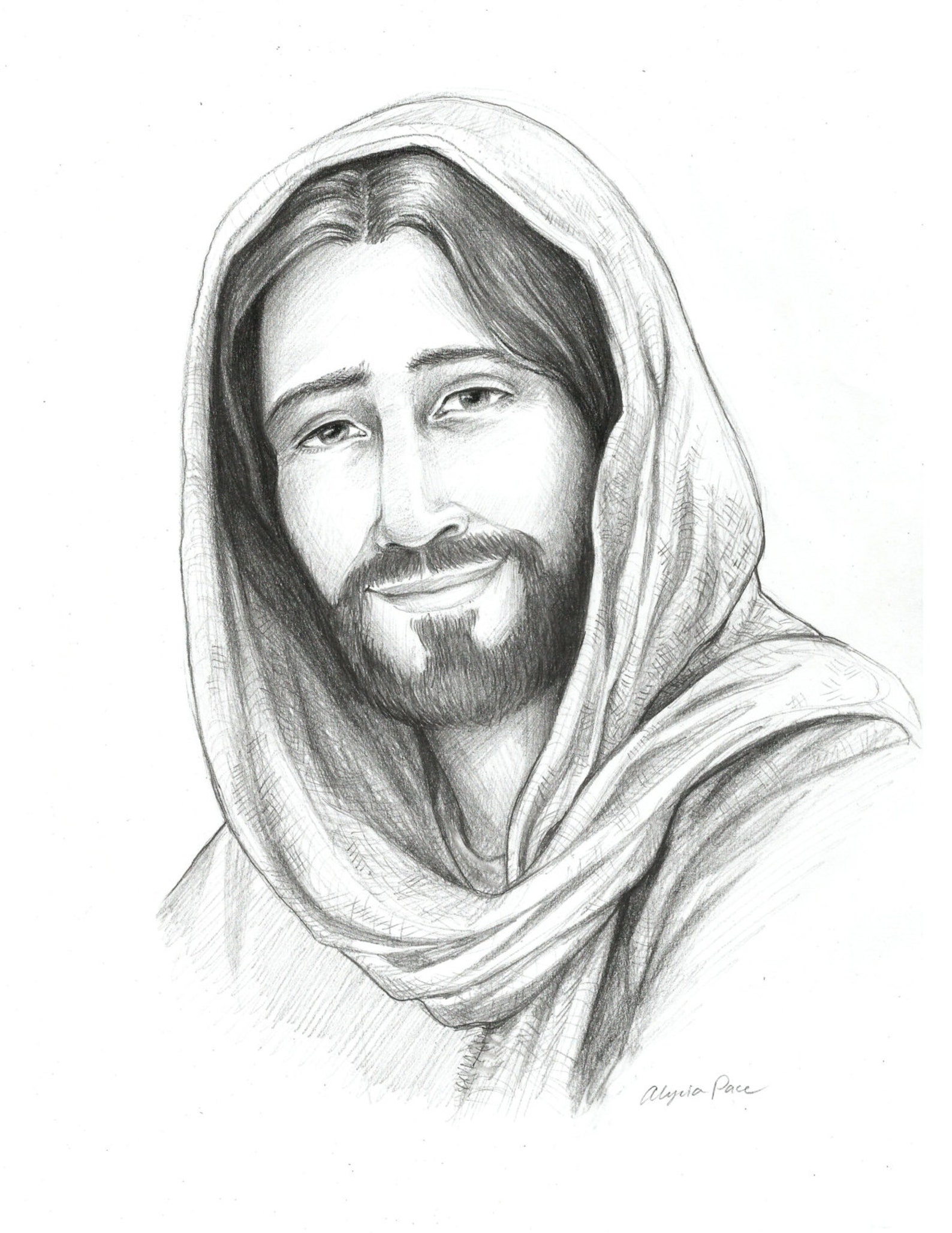 Drawing of Christ, Sketch of Jesus, Religious Art, Savior of the World
