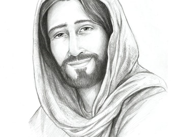 Drawing of Christ, Sketch of Jesus, Religious Art, Savior of the World, Pencil sketch, Christian, LDS, Mormon