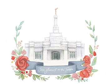 Sehen Sie sich im Tempel, South Carolina Kolumbien, Oklahoma City, Lubbock Tempel, Heilige der Letzten Tage, Mormon Kunst, YW Geschenk, junge Frau