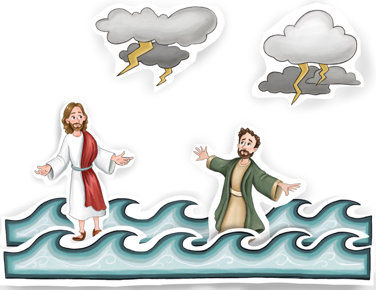 Jesus Walks On Water Clipart For Kids