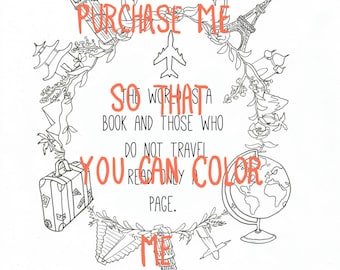 Adult coloring pages set, Japan, travel quote, Taj Mahal, India, coloring book, print out and color