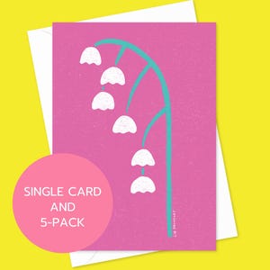 Lot de 5 cartes de voeux muguet, carte simple