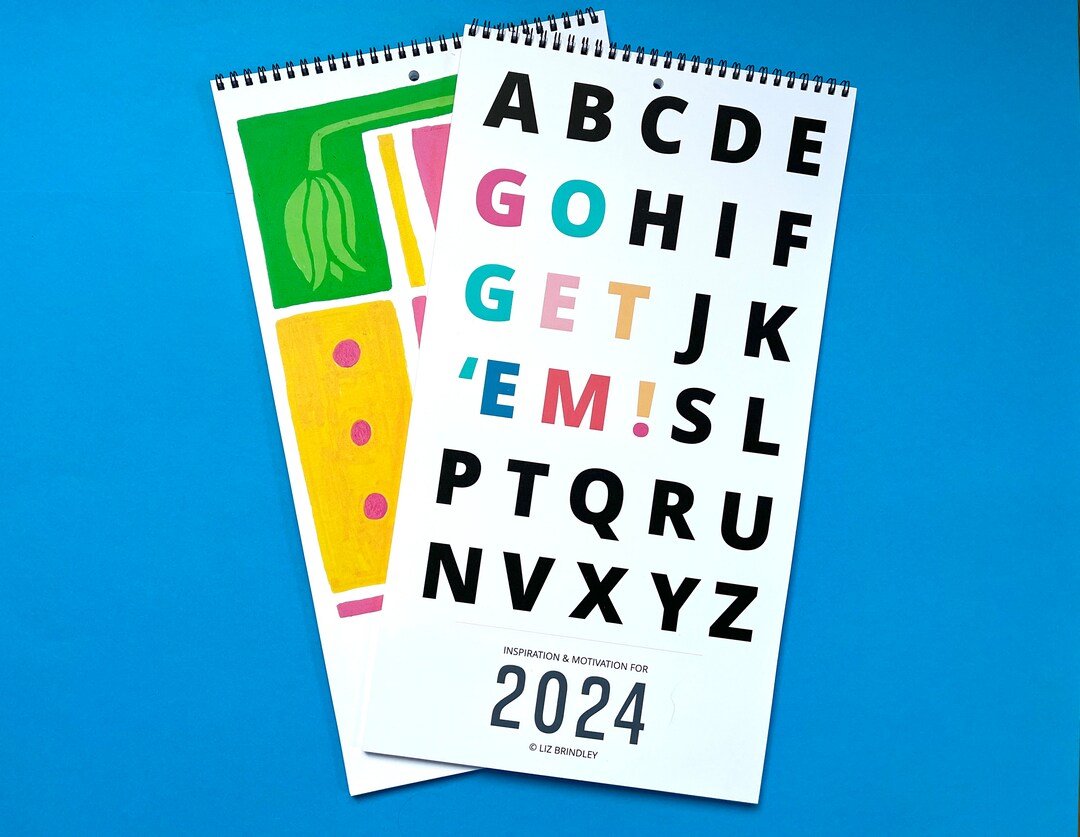 Bundle of 2 2024 Wall Calendars Inspiration and Food Colorful Etsy