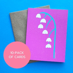 Lot de 10 cartes de voeux Muguet Cartes de fleurs 10 cartes Cartes d'anniversaire colorées Cartes de fête des Mères Cartes de remerciement Floral lumineux