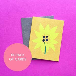 Tarjetas de felicitación de girasol, paquete de 10, tarjetas de flores, diez tarjetas florales, tarjetas de cumpleaños coloridas, tarjetas del Día de la Madre, tarjetas de agradecimiento, florales brillantes