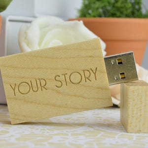 10 Personalised Wedding Light Wooden Block USB Stick Custom Branded for You 8GB 16GB 32GB USB 3.0 image 1