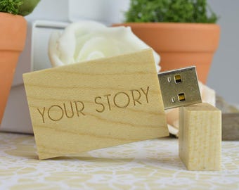 10 Personalised Wedding Light Wooden Block USB Stick | Custom Branded for You! | 8GB | 16GB | 32GB | USB 3.0