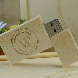 10 Personalised Wedding Light Wooden Block USB Stick Custom Branded for You 8GB 16GB 32GB USB 3.0 image 2