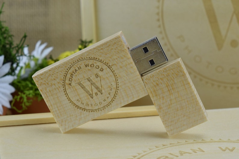 10 Personalised Wedding Light Wooden Block USB Stick Custom Branded for You 8GB 16GB 32GB USB 3.0 image 2