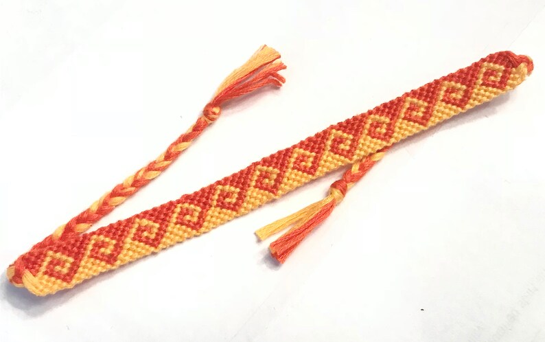 Orange Swirl Greek Waves Aztec Boho Beach Summer Friendship Bracelet