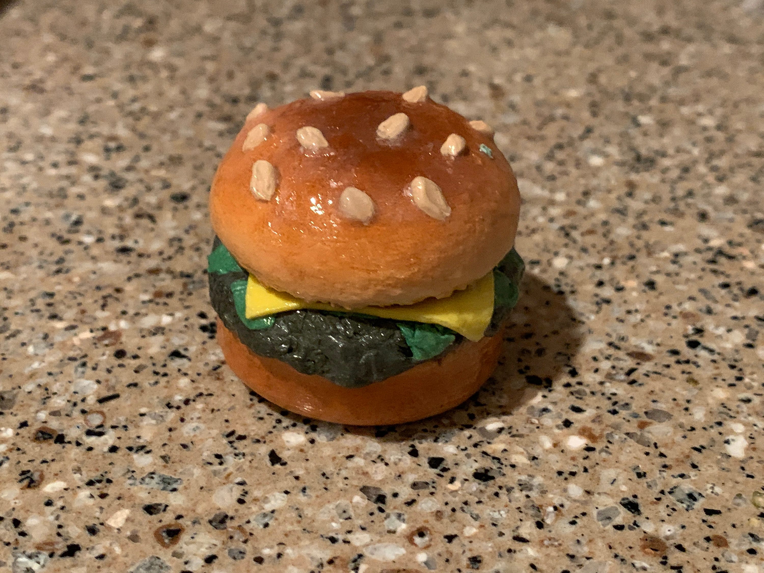 Burger Polymer Clay Figurine Charm Fast Food Clay Sculpture Etsy