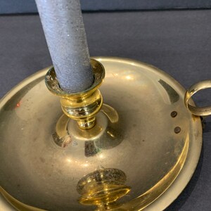 Vintage small brass candlestick holder with handle and dish Office decor Desk decor Vintage small brass candlestick holder with handle and dish Office decor Desk decor