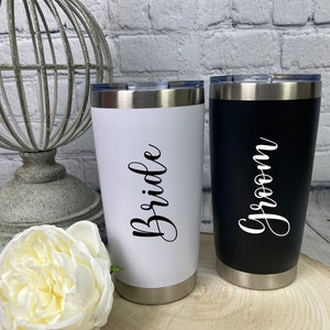 Personalized Bridal Party Tumblers: 20 oz Stainless Steel Bridesmaid Gifts