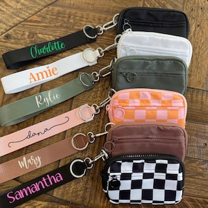 Roxie - Billetera con llavero y cordón para la muñeca personalizado/ Tarjetero para billetera/ Cordón para llavero de identificación/ Billetera personalizada/ Pulsera personalizada