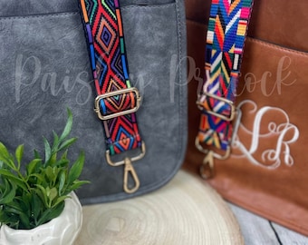 Adjustable Guitar Style Purse Strap: Colorful Woven Crossbody Strap