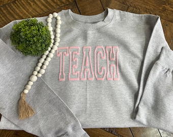 School Puff Print Sweatshirt| Teach Sweatshirt| Embossed Sweatshirt| Class Sweatshirt
