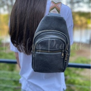 Nell Crossbody Sling Purse/ Trendy Boutique Handbag/ Vegan Leather Sling  Backpack/ Sling Backpack with Guitar Strap