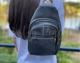Vegan Leather Crossbody Sling Purse: Boutique Handbag with Guitar Strap- Nell bag