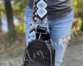 Vegan Leather Crossbody Sling Bag: Boutique Style with Guitar Strap- Bradley bag