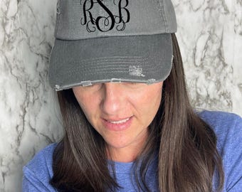 Monogrammed Distressed Baseball Hat