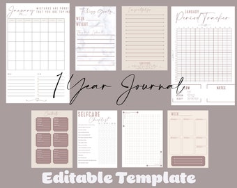 Editable Self-Care Journal: Wellness & Mental Health Planner (Digital Download)