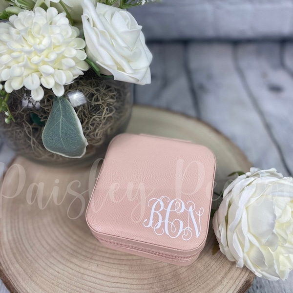 Monogrammed Jewelry Box| Custom Jewelry Box| Personalized Jewelry Box| Travel Jewelry Box