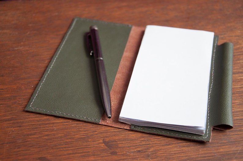 Leather checkbook cover with pen holder Etsy