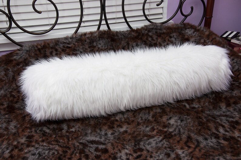 Luxurious faux fur bolster pillow in white or black Etsy