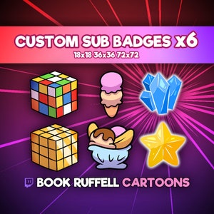 6x CUSTOM Sub Badges voor Twitch - Custom Emoji Sub Badges - Twitch Sub/Bitt Badges - Discord Youtube Twitch