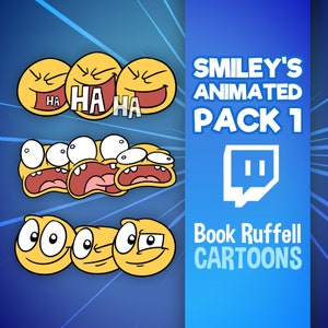 3x Smiley ANIMATED Emotes for Twitch - Cute Smiley Emotes - Twitch Animated Emotes - Discord Youtube Twitch Emotes - Laugh Wink Scream