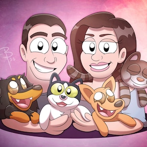 Digital Cartoon Character Portrait - Custom Family Portrait
