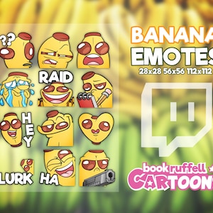 12x Banana Emoji Emotes for Twitch - Banana Emoji Emotes - Twitch Emotes - Discord Kick Youtube Twitch Emotes
