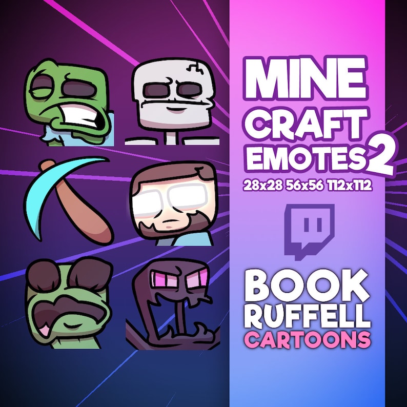 6x Minecraft Emoji Emotes PACK 2 for Twitch Cute Minecraft Emoji Emotes Twitch Emotes Discord Youtube Twitch Emotes