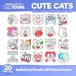 20x ANIMATED and STATIC Cute Cat Emotes for Twitch and Discord! Cute Funny Cute Cat Animated Emotes