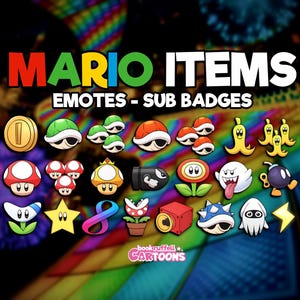 22x Mario Items Emoji Emotes for Twitch - Mario Item Emoji Emotes - Twitch Emotes - Discord Kick Youtube Twitch Emotes