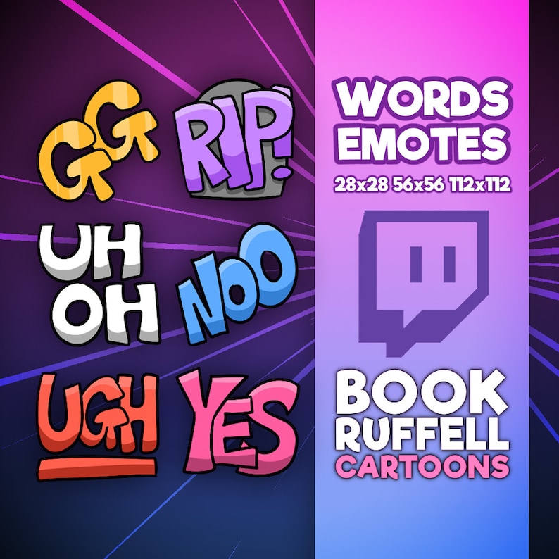 6x Word Emotes for Twitch Cute Words Emoji Emotes Twitch Etsy