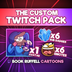The CUSTOM Twitch Pack! 1x Twitch Avatar Profile Picture - 6x Custom Emoji Emotes - 6x Twitch Sub Badges - Discord Youtube Twitch Emotes