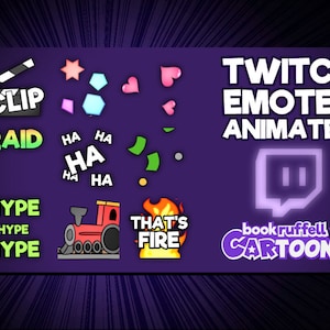 9x ÉMOTES ANIMÉES pour TWITCH et Discord ! Émotes animées Twitch drôles et mignonnes ! Clip It Bits Hearts Raid Haha Money Hype Train C'est le feu
