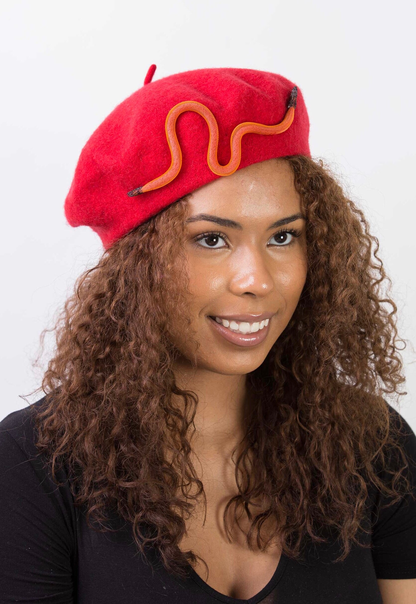 Black and Burgundy Beret,unique French Beret, Black Soft  display picture 3