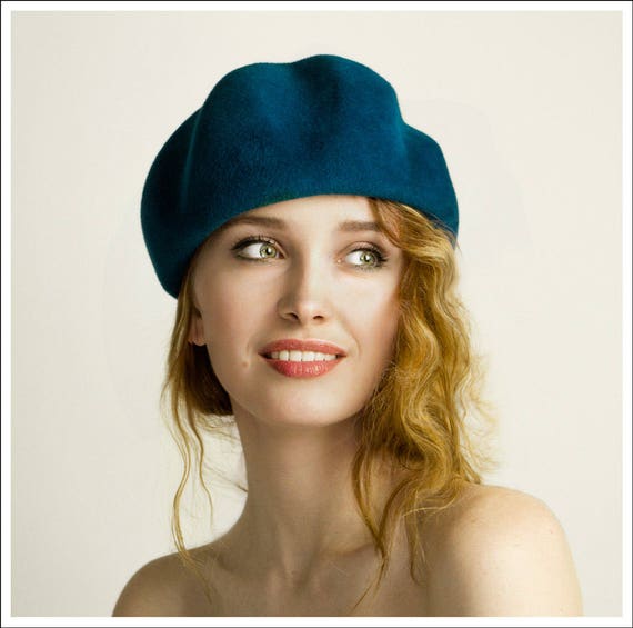 Beret Hat Tam Cap Vtg Cushendale Womens Blue Green Fitted Deadstock Winter 6 7/8 Vintage Unisex Wool beret green - Warm Winter Warmth main image 4