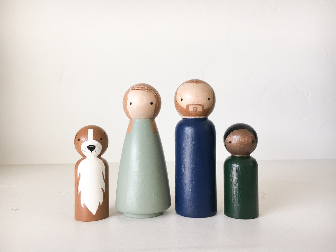 Custom Dollhouse Family Peg Dolls-Simple Style PegSqueaks-peg image 0
