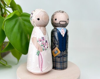 Wedding peg doll set- hand painted wooden wedding keepsake